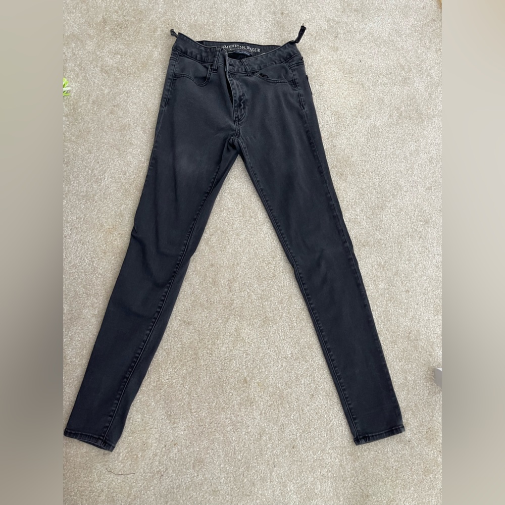 American Eagle distressed black super super stretch leggings 10long